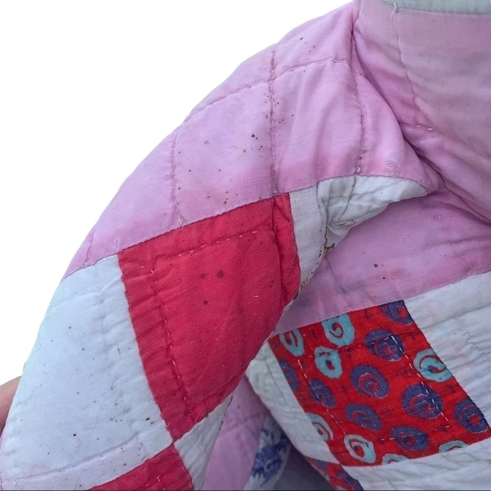 Vintage Handmade Quilt Patchwork Stuffed Bear